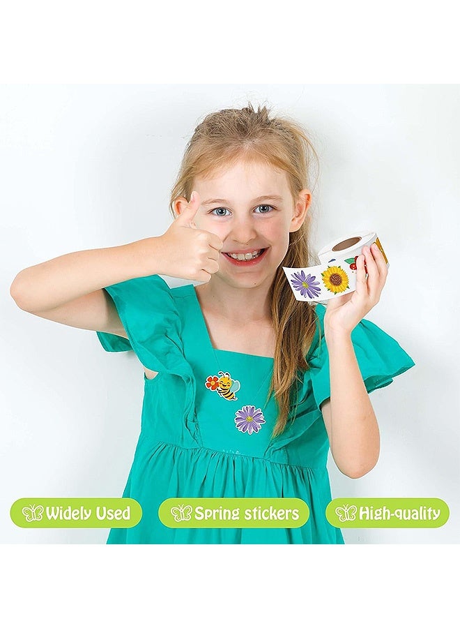 Photon 2 لفافة ملصقات الربيع للأطفال، 1000 قطعة من ملصقات زهور الصيف والفراشات والحشرات - Image 4