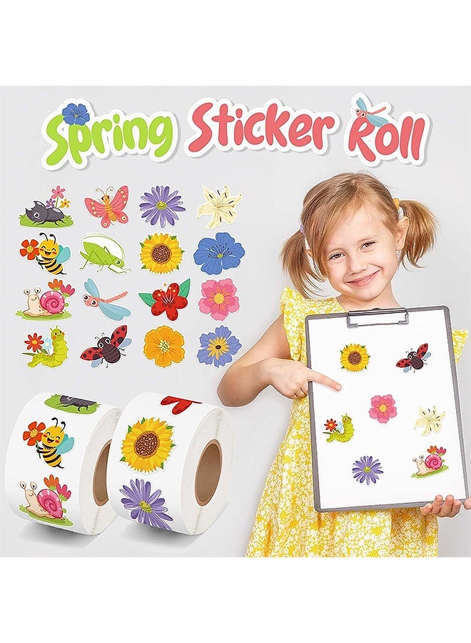 Photon 2 لفافة ملصقات الربيع للأطفال، 1000 قطعة من ملصقات زهور الصيف والفراشات والحشرات - Image 3