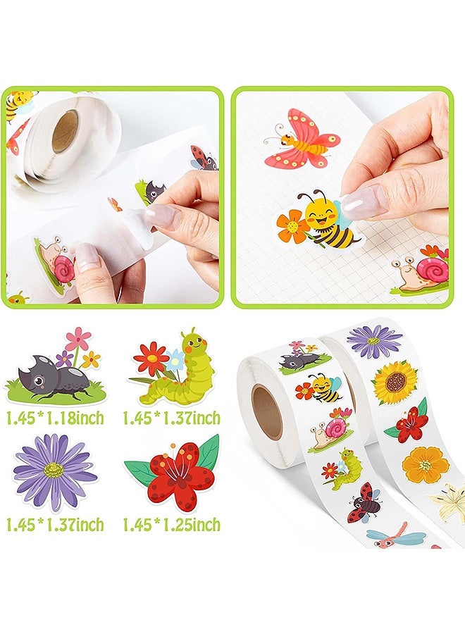 Photon 2 لفافة ملصقات الربيع للأطفال، 1000 قطعة من ملصقات زهور الصيف والفراشات والحشرات - Image 2