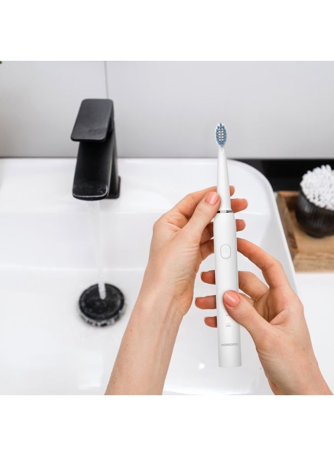 بورودو فرشاة أسنان كهربائية بورودو دبليو-سونيك مع تنظيف صوتي احترافي، مؤقت ذكي لمدة دقيقتين، سعة بطارية 500 مللي أمبير، مقاومة للماء بمعيار IPX7، وقت شحن 3 ساعات، منفذ شحن من النوع C، عمر بطارية يصل إلى 100 يوم، مؤقت ذكي رباعي الأجزاء - أبيض - Image 3