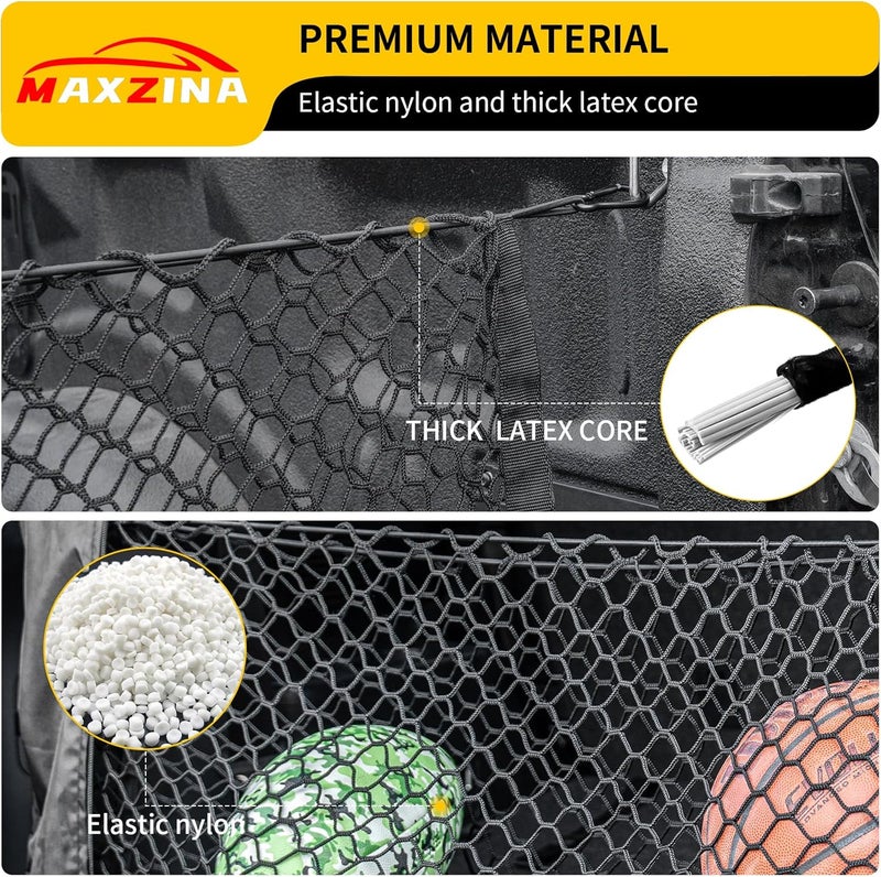 Maxzina Cargo Net Compatible with 2015-2025 Ford F150 2017+ F250 F350 F450 Truck Bed Cargo Net 4.10'×1.51' Double Layer Envelope Style Dense Mesh Trunk Organizer for 2024 F-150 Exterior Accessories - Image 3