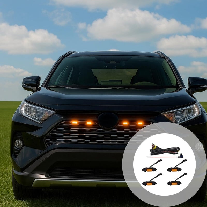 4 Pieces Rav4 Amber Led Grille Lights with No-Damage Installation, Style, Accessories Made from Abs for Toyota - Image 5