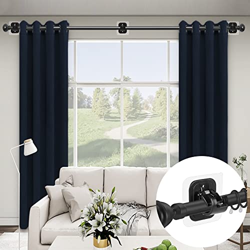 Codoule 2PCS No Drill Curtain Rod Brackets Drilling Self Adhesive Holder Hooks Nail Free Adjustable Hangers for Bathroom Kitchen Home and Hotel (2PCS Black) - Image 4