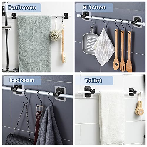 Codoule 2PCS No Drill Curtain Rod Brackets Drilling Self Adhesive Holder Hooks Nail Free Adjustable Hangers for Bathroom Kitchen Home and Hotel (2PCS Black) - Image 5