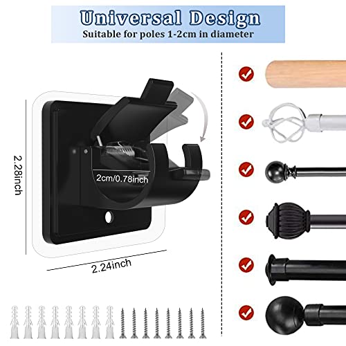 Codoule 2PCS No Drill Curtain Rod Brackets Drilling Self Adhesive Holder Hooks Nail Free Adjustable Hangers for Bathroom Kitchen Home and Hotel (2PCS Black) - Image 2