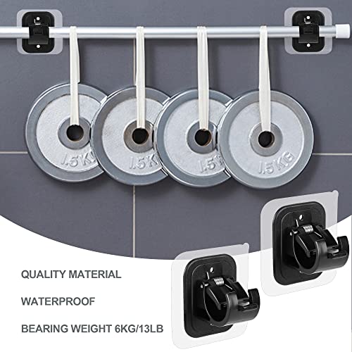 Codoule 2PCS No Drill Curtain Rod Brackets Drilling Self Adhesive Holder Hooks Nail Free Adjustable Hangers for Bathroom Kitchen Home and Hotel (2PCS Black) - Image 3