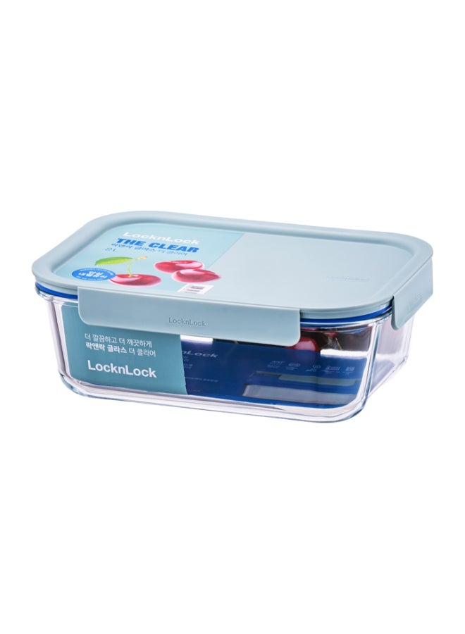 LocknLock Clear Glass Rectangular 2L Mint - Durable, Airtight, Heat-Resistant Food Storage Container