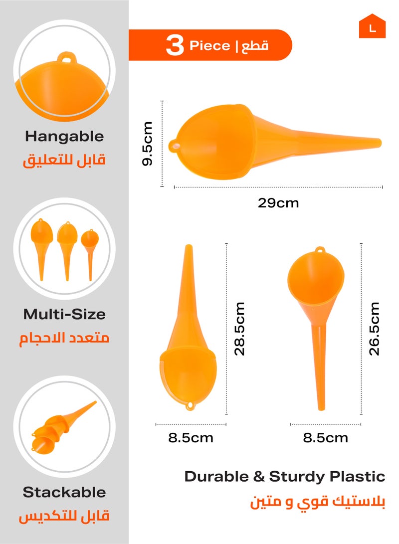 LAWAZIM Funnel - 3 Piece - With Non-Toxic ABS Plastic and Spill-Free  Long Narrow Spout, Easy-to-Clean, Neat, and Space-Saving with Hanging Hole- for Kitchen, Garage, Laboratory, and Multi-Purpose Use - Image 2