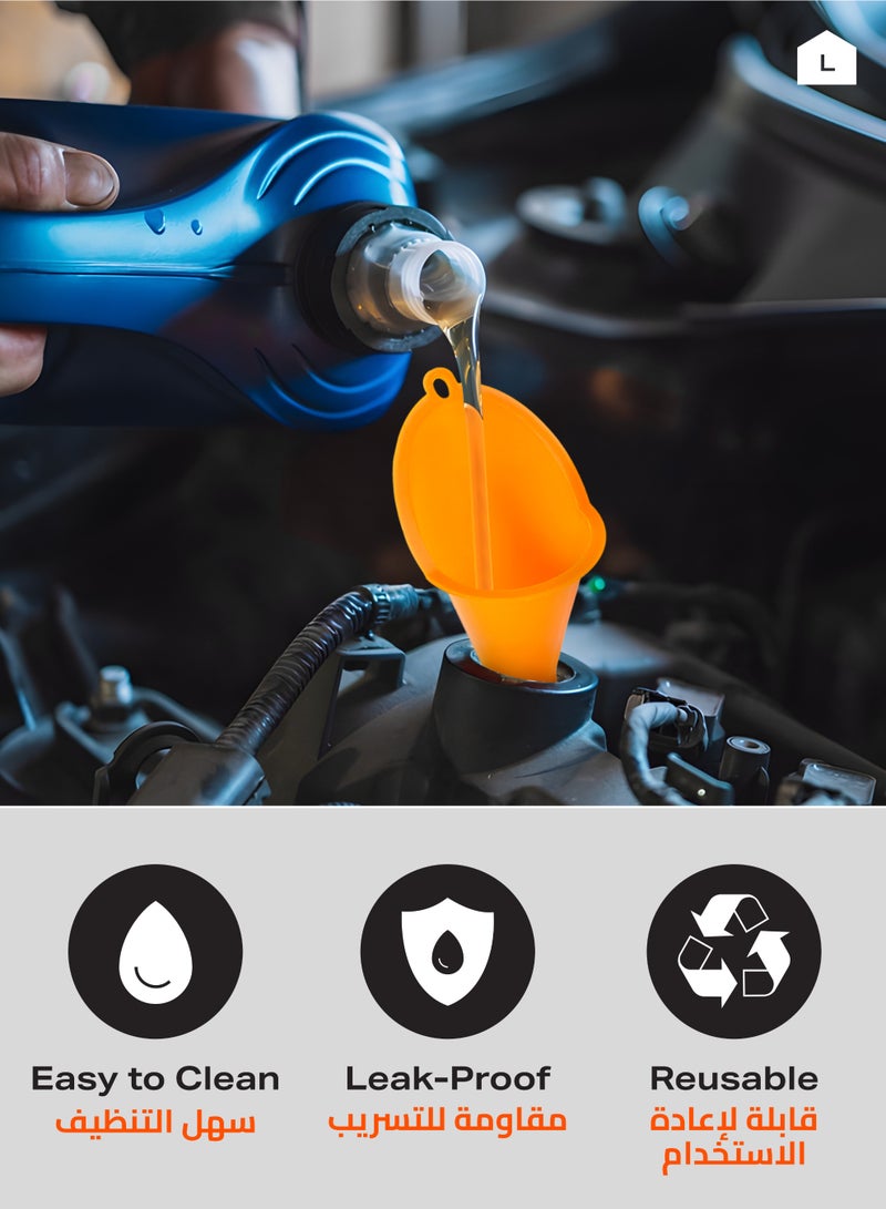 LAWAZIM Funnel - 3 Piece - With Non-Toxic ABS Plastic and Spill-Free  Long Narrow Spout, Easy-to-Clean, Neat, and Space-Saving with Hanging Hole- for Kitchen, Garage, Laboratory, and Multi-Purpose Use - Image 3