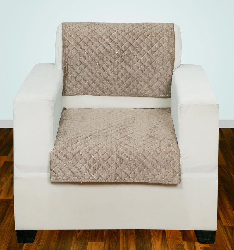 AMAZE ATTIRES Velvet Printed Sofa seat Cover for 5 Seater with Heavy Antiskid Backing & Easily Machine Washable Sofa seat Runner for Couch (27 Inches X 24 Inches - 4 Pc, 27 X 72 Inch - 2 Pc) Beige - Image 4