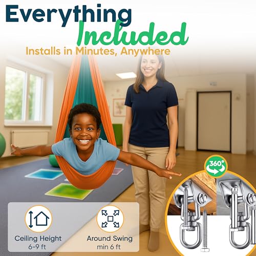 VISSE Sensory Swing for Kids Indoor - Calming Cocoon Therapy Swing 360° Hardware - Holds 220lbs - Indoor Outdoor Sensory Hammock - Autism ADHD SPD Trusted Sensory Support - Image 5