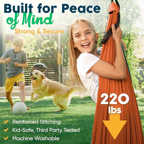 VISSE Sensory Swing for Kids Indoor - Calming Cocoon Therapy Swing 360° Hardware - Holds 220lbs - Indoor Outdoor Sensory Hammock - Autism ADHD SPD Trusted Sensory Support - Image 4