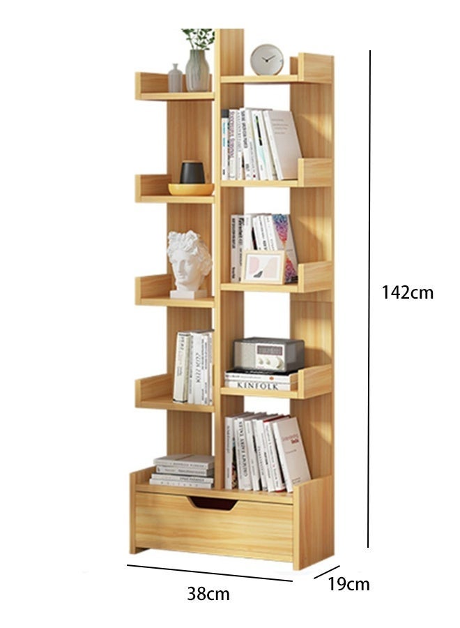 كوزينيست مكتبة خشبية بـ10 طبقات مع درج، خزانة كتب قائمة بذاتها بسعة كبيرة، رف تخزين وعرض منزلي ومكتبي لغرفة المعيشة وغرفة النوم والمكتب - Image 4