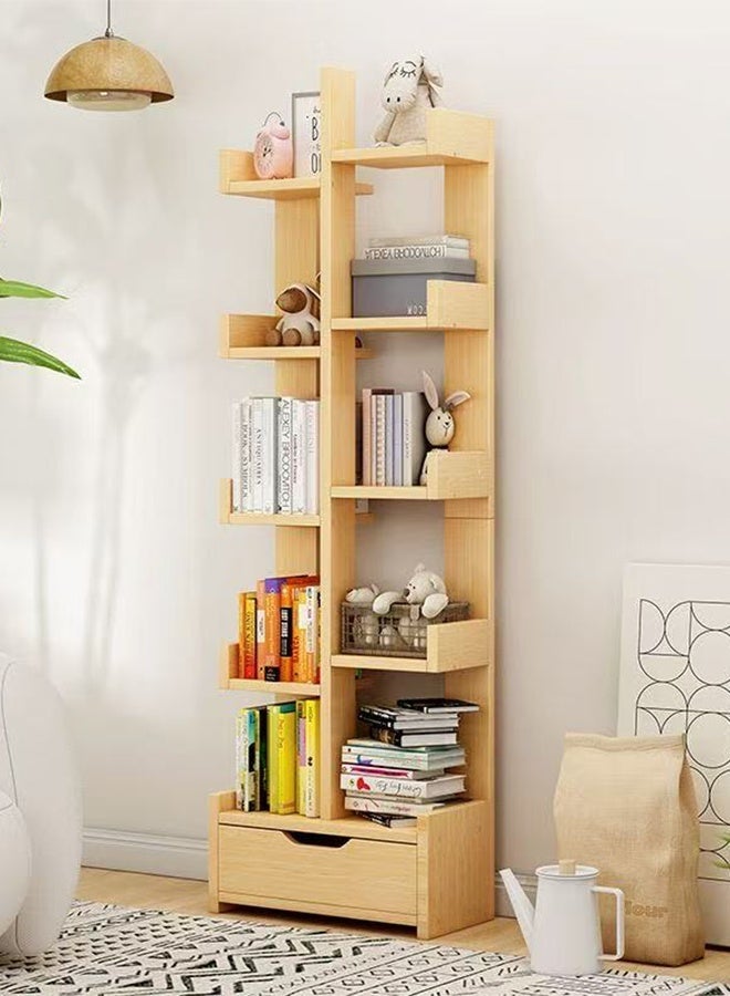 كوزينيست مكتبة خشبية بـ10 طبقات مع درج، خزانة كتب قائمة بذاتها بسعة كبيرة، رف تخزين وعرض منزلي ومكتبي لغرفة المعيشة وغرفة النوم والمكتب - Image 5