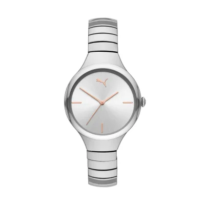 PUMA Contour Analog Quartz Watch for Women With Silver Stainless Steel Band - 3 ATM - PU P1041