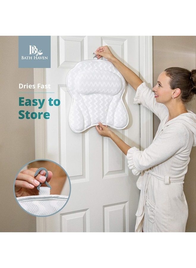 Bath Haven Bath Pillow Bathtub Pillow Back Neck Support Pillow, Spa Cushion for Tub, Relaxing Headrest Bath Pillow, Portable Washable Bathtub Accessories with 3D Air Mesh Thick Soft Bath Pillow, White - Image 5