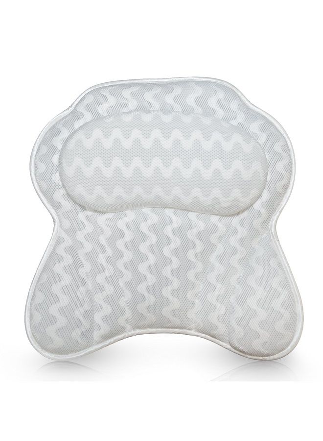 Bath Haven Bath Pillow Bathtub Pillow Back Neck Support Pillow, Spa Cushion for Tub, Relaxing Headrest Bath Pillow, Portable Washable Bathtub Accessories with 3D Air Mesh Thick Soft Bath Pillow, White - Image 1