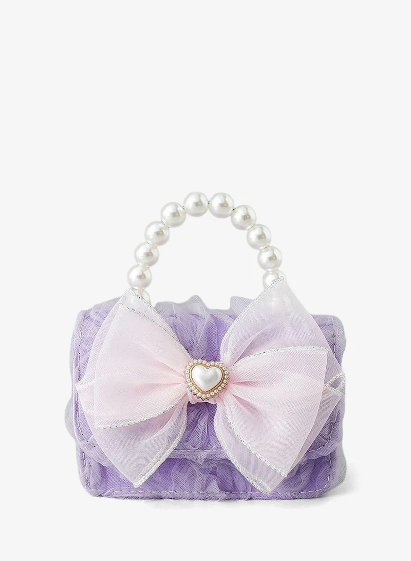 Mark & Mia Mark & Mia Sling Bag with Pearl & Bow Accent - Purple