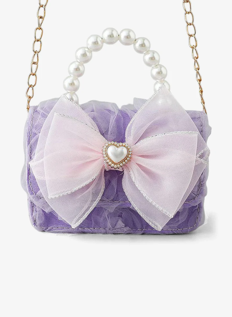 Mark & Mia Mark & Mia Sling Bag with Pearl & Bow Accent - Purple
