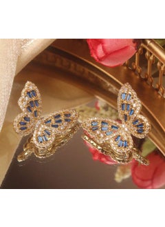 Chic Butterfly Stud Earrings Zircon Fashion 14K Blue Zirconium