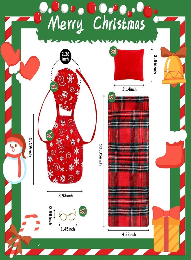 BEIREG Christmas Elf Doll Clothes Set – Santa Bathrobe, Plaid Dress, Sleeping Bag, Hammock, Apron, Boots & Accessories for Girls & Boys - Image 3