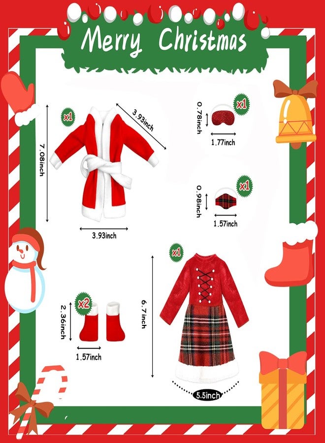 BEIREG Christmas Elf Doll Clothes Set – Santa Bathrobe, Plaid Dress, Sleeping Bag, Hammock, Apron, Boots & Accessories for Girls & Boys - Image 2