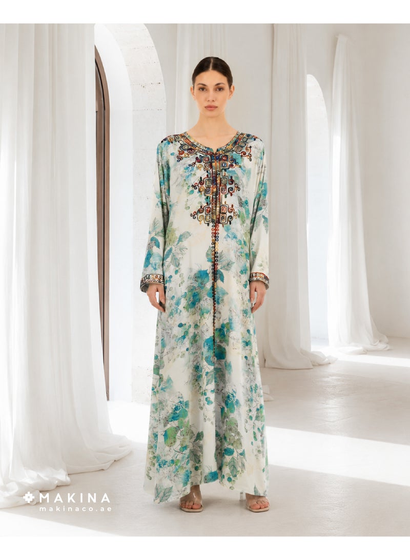MAKINA Cotton Mukhawar with Moroccan Brim Embroidery - Image 1