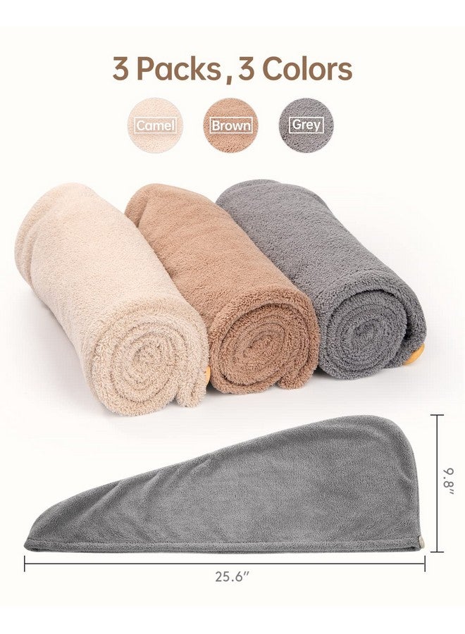 YFONG YFONG 3 Pack Hair Drying Towels, Hair Towel with Button, Super Absorbent Microfiber Hair Towel for Curly Hair, Fast Drying Hair Wraps for Women Girls, Microfiber Towel for Hair - Image 5