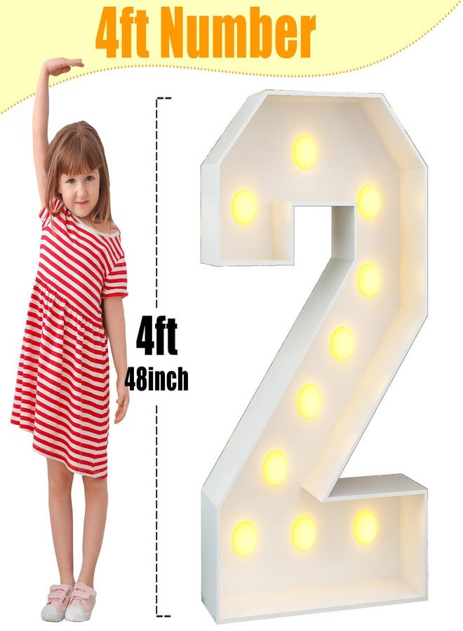 Paeyeq Light Up Number 2 White Large Marquee 4ft Numbers with Lights Mosaic Frame Slots-in Letter 2 for 2nd Birthday Party Decorations Pre-Cut Cardboard Giant Cut-Out Thick Foam Board 2025 Sign Graduation - Image 2