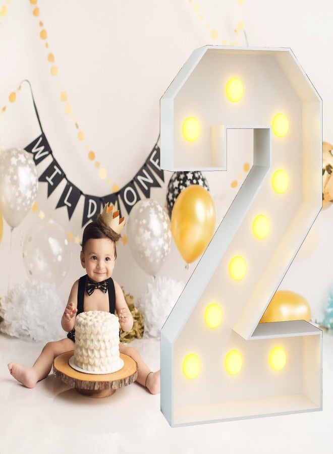 Paeyeq Light Up Number 2 White Large Marquee 4ft Numbers with Lights Mosaic Frame Slots-in Letter 2 for 2nd Birthday Party Decorations Pre-Cut Cardboard Giant Cut-Out Thick Foam Board 2025 Sign Graduation - Image 5