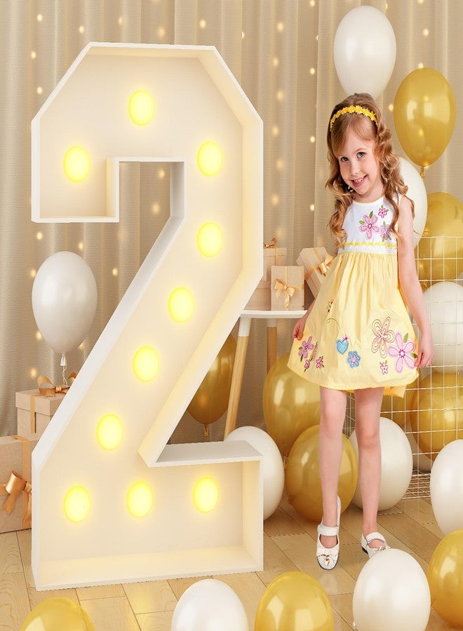 Paeyeq Light Up Number 2 White Large Marquee 4ft Numbers with Lights Mosaic Frame Slots-in Letter 2 for 2nd Birthday Party Decorations Pre-Cut Cardboard Giant Cut-Out Thick Foam Board 2025 Sign Graduation - Image 1