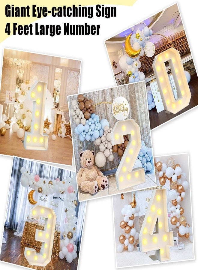 Paeyeq Light Up Number 2 White Large Marquee 4ft Numbers with Lights Mosaic Frame Slots-in Letter 2 for 2nd Birthday Party Decorations Pre-Cut Cardboard Giant Cut-Out Thick Foam Board 2025 Sign Graduation - Image 3
