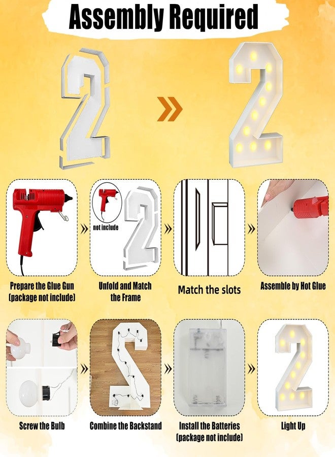 Paeyeq Light Up Number 2 White Large Marquee 4ft Numbers with Lights Mosaic Frame Slots-in Letter 2 for 2nd Birthday Party Decorations Pre-Cut Cardboard Giant Cut-Out Thick Foam Board 2025 Sign Graduation - Image 4