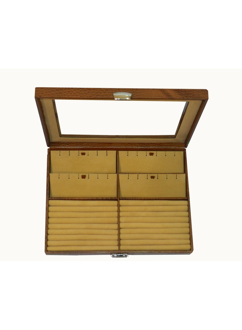 LAVERI LEATHER Laveri Genuine Leather Earring Box And Ring Organizer Storage Stud Tray Showcase Storage Case - Image 4