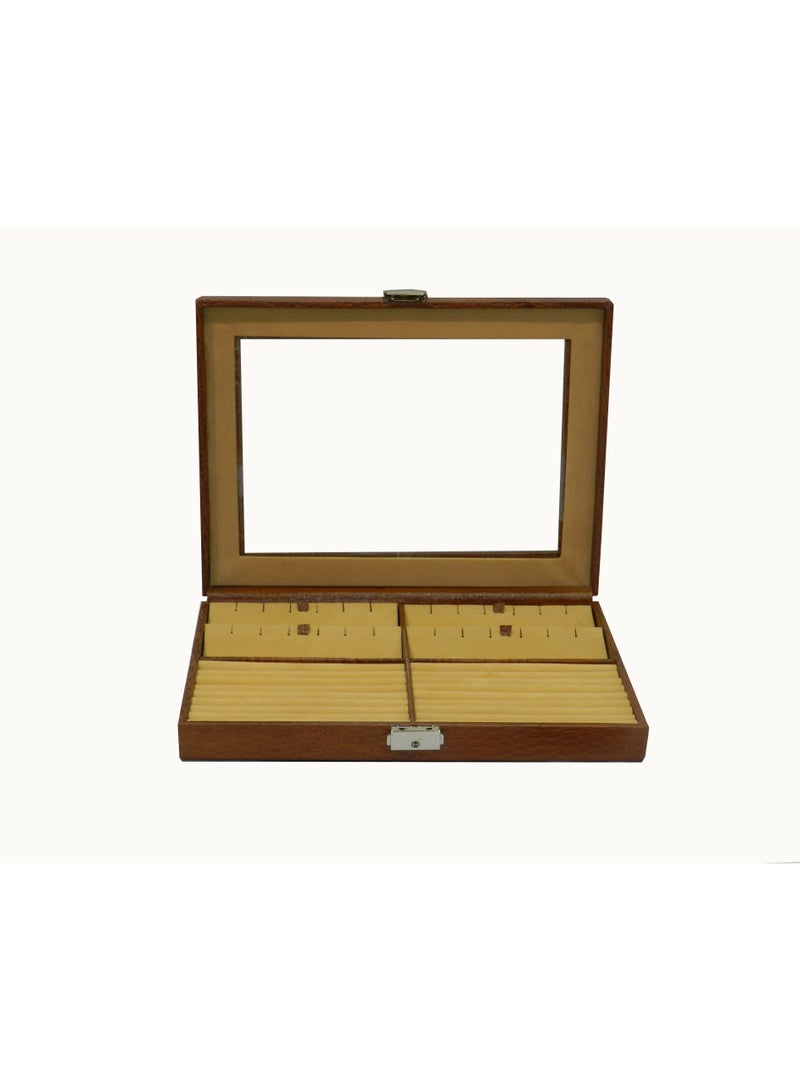 LAVERI LEATHER Laveri Genuine Leather Earring Box And Ring Organizer Storage Stud Tray Showcase Storage Case - Image 1