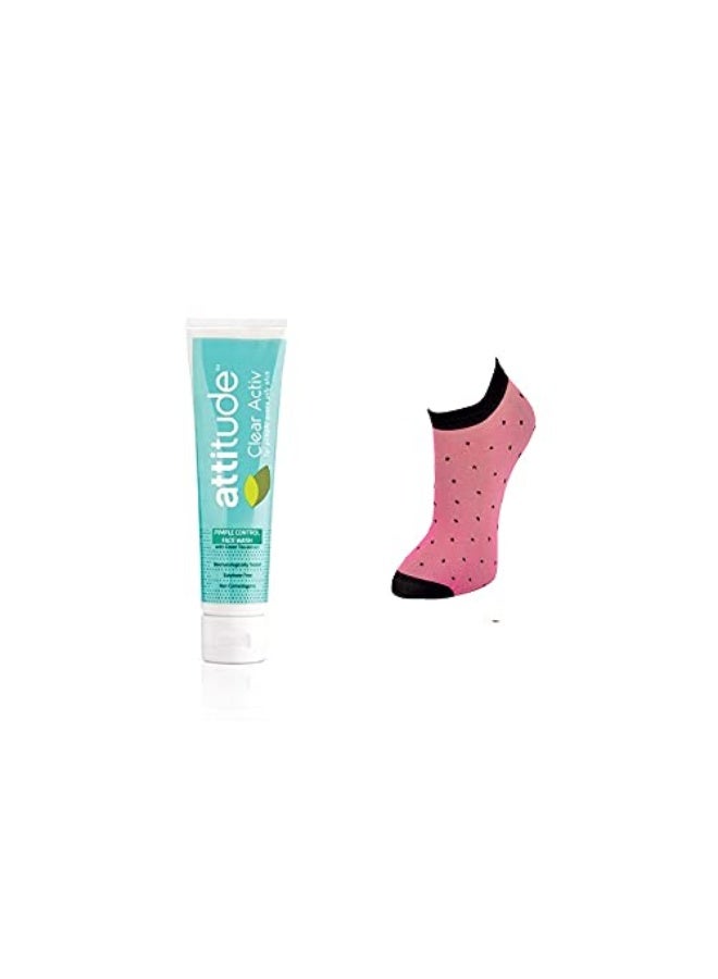 Nutrilite Amway - attitude clear activ pimple control face wash - 100 ml and women thin socks [free size] [Assorted Colors] - Image 1