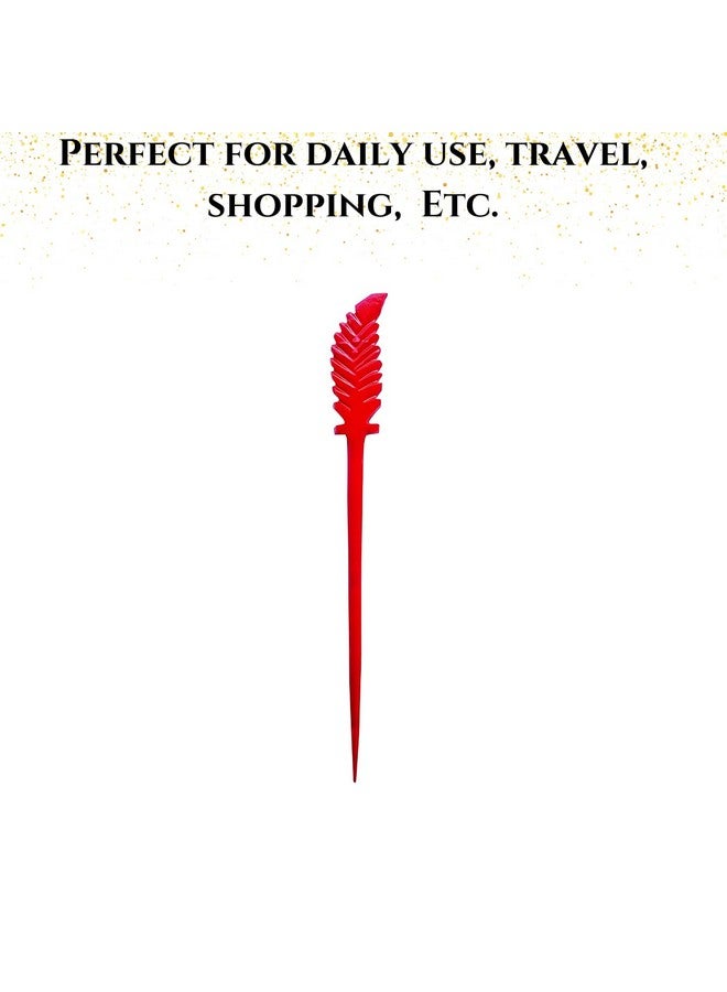 Salvus App SOLUTIONS Marble Handmade Pink Red Hair Stick/Juda Pin for Women & Girls (15 x 1.3 cm). - Image 4