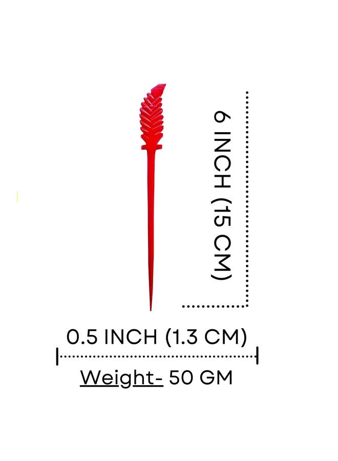 Salvus App SOLUTIONS Marble Handmade Pink Red Hair Stick/Juda Pin for Women & Girls (15 x 1.3 cm). - Image 2