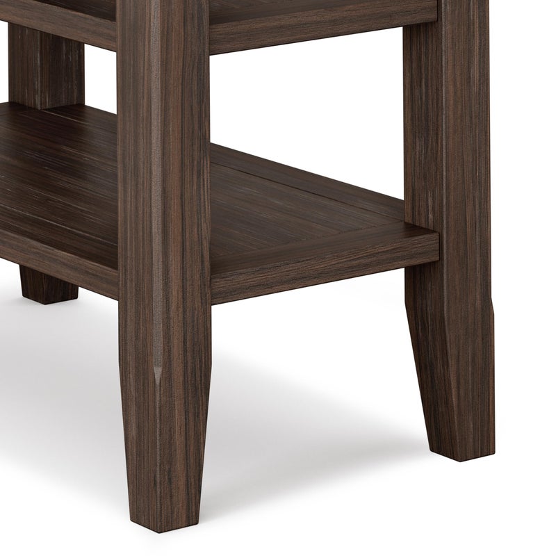 Simpli Home SIMPLIHOME Acadian Narrow Side Table - 14 inch Wide Solid Wood Rectangular End Table with 2 Open Shelves in Farmhouse Brown, Transitional Lamp Stand or Nightstand for Living Room or Bedroom - Image 5