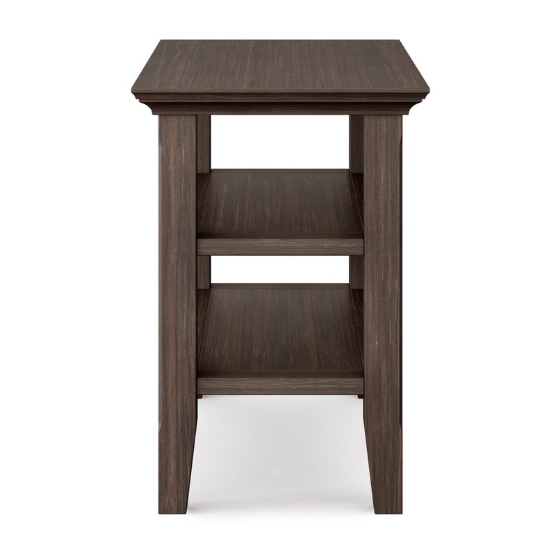 Simpli Home SIMPLIHOME Acadian Narrow Side Table - 14 inch Wide Solid Wood Rectangular End Table with 2 Open Shelves in Farmhouse Brown, Transitional Lamp Stand or Nightstand for Living Room or Bedroom - Image 3