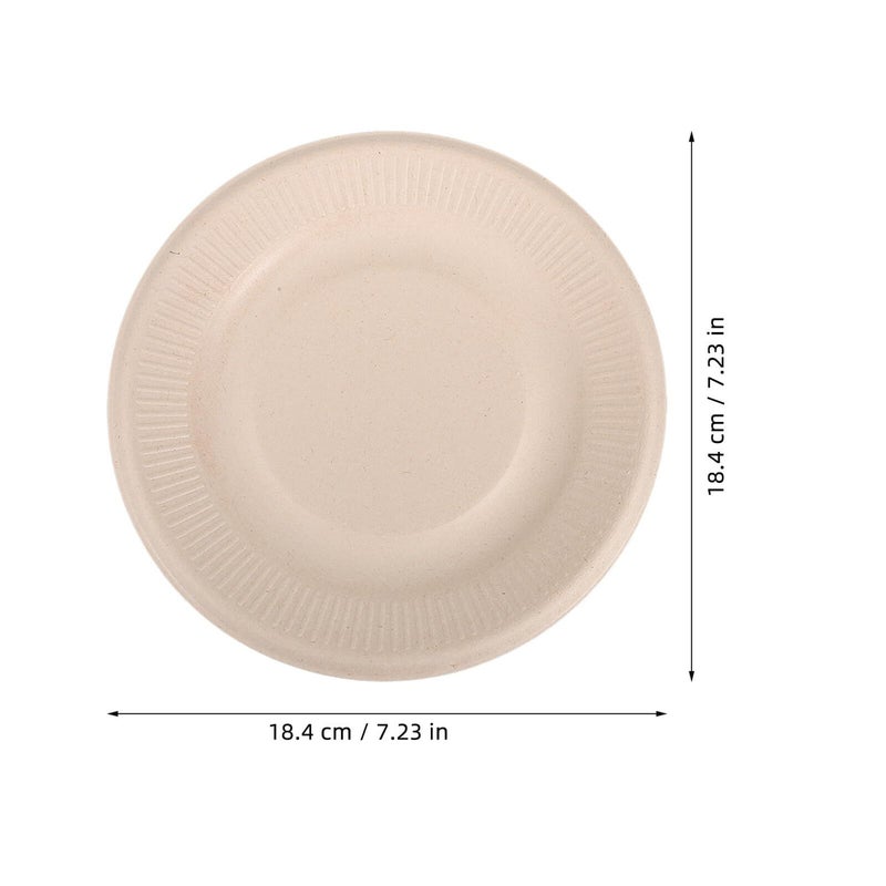Disposable 50pc 7 Inch Biodegradable Paper Dessert Plates Thickened Natural Pulp Dinner Platters - Image 3