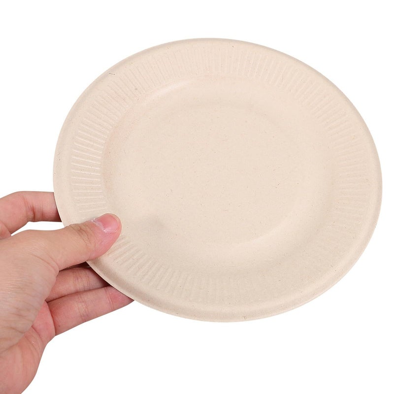 Disposable 50pc 7 Inch Biodegradable Paper Dessert Plates Thickened Natural Pulp Dinner Platters - Image 5