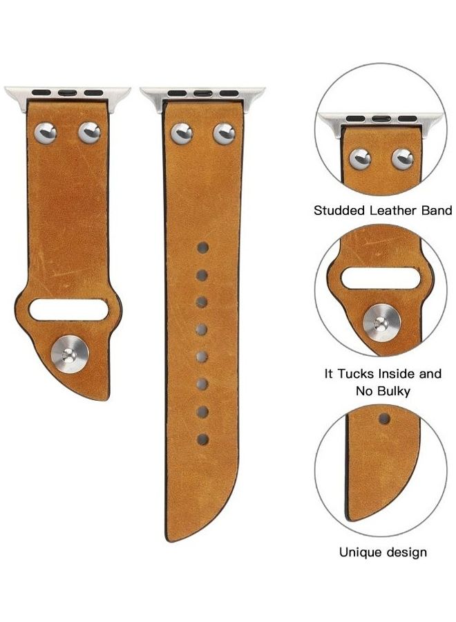 NIBEMINENT Replacement Watchbands For Apple Watch Series 7 41mm/6 & SE 5 4 40mm/3 2 1 38mm Brown - Image 2