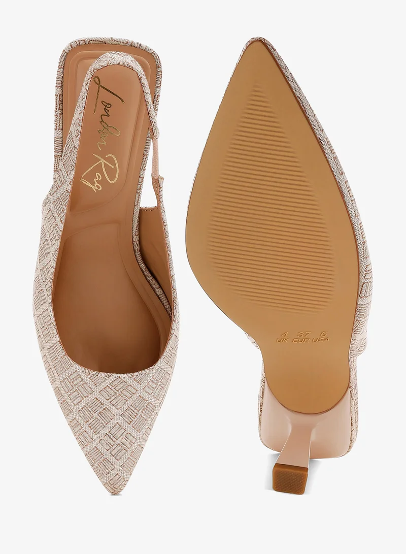 London Rag  Pointed Toe Kitten Heel Pumps in Beige for Women | Best Price UAE