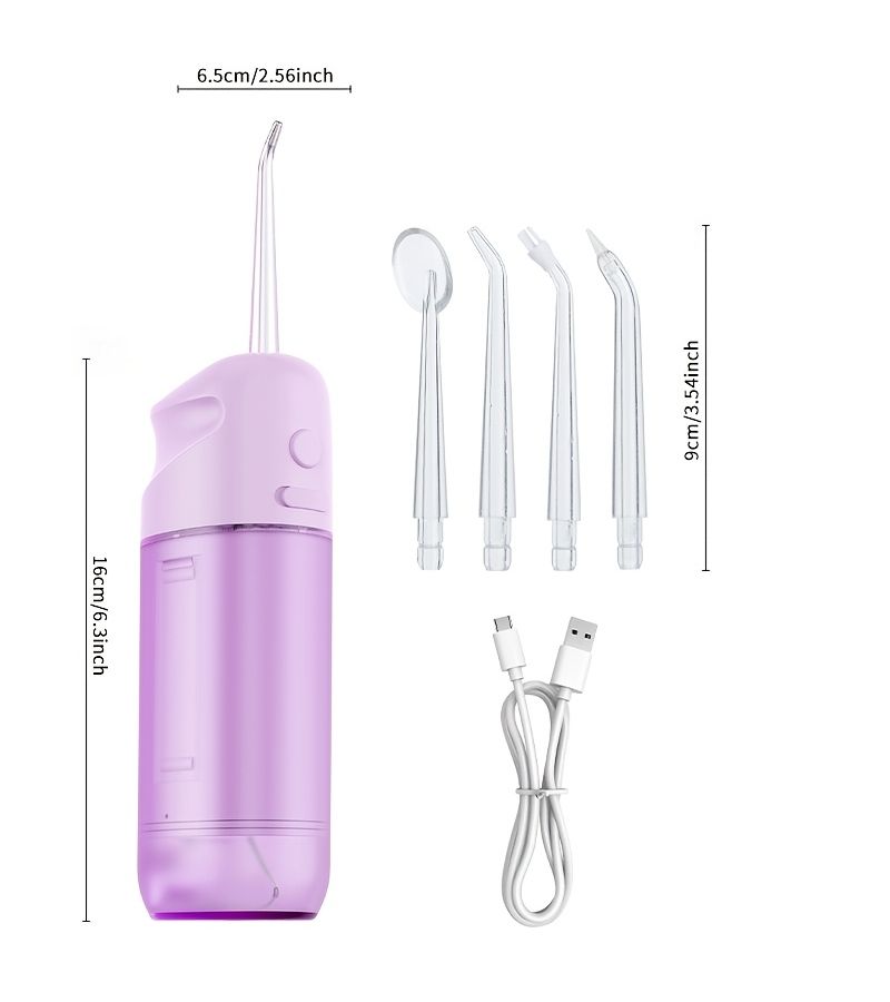 White Smart Electric Dental Flosser With 360 Rotating Nozzle And Interchangeable Heads USB Rechargeable Oral Irrigator - Image 2