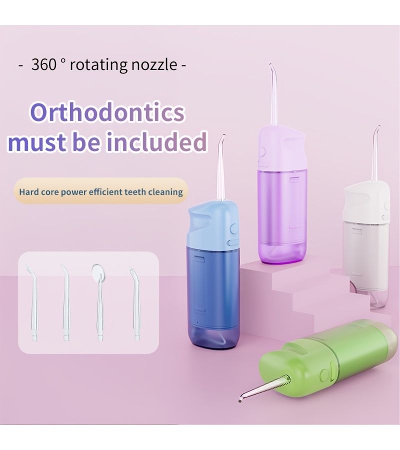 White Smart Electric Dental Flosser With 360 Rotating Nozzle And Interchangeable Heads USB Rechargeable Oral Irrigator - Image 1