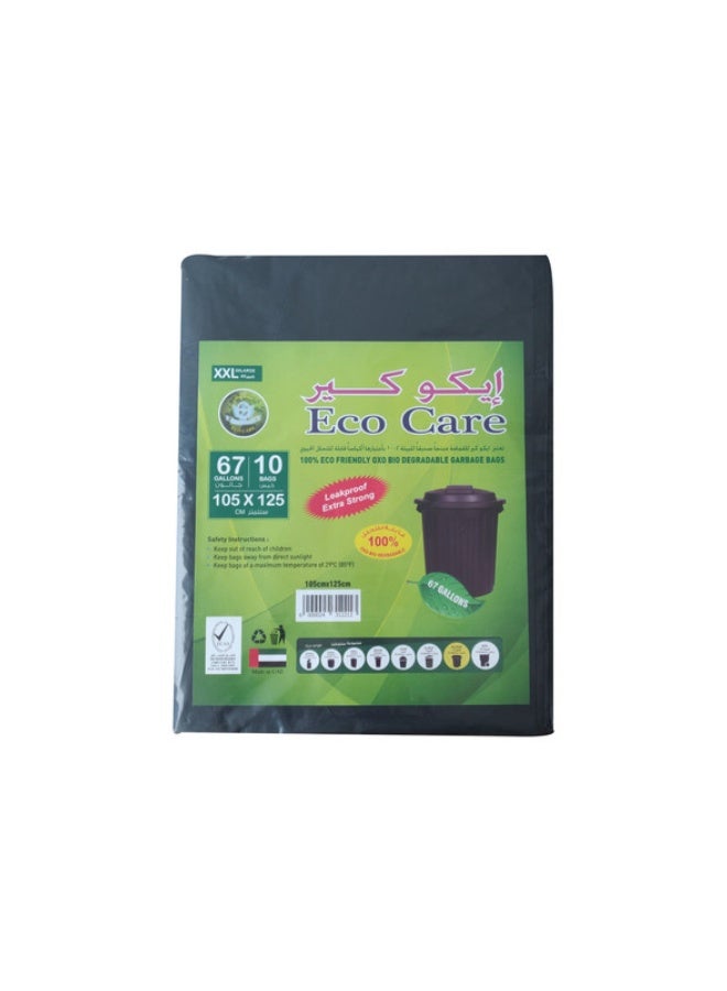 Eco Care Black Garbage BagSheet, 10S, 67 Gallon - 105X125