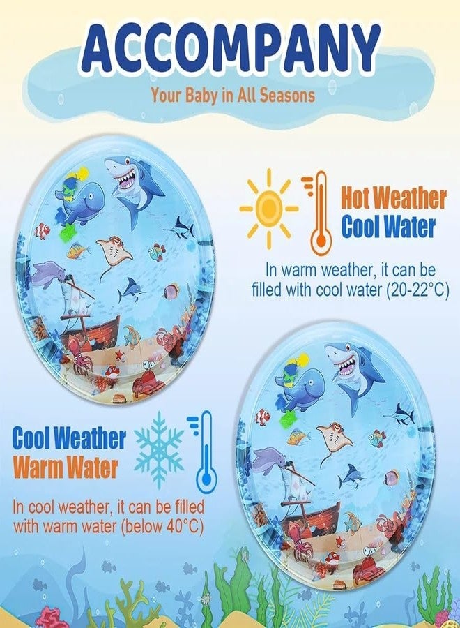 SEVENSPACE Infant Toy Gift Activity Play Mat,Baby Infant Toddlers Inflatable Water Floor Mat Children Growth Activity Tool Tummy Time Baby Water Mat Toy for Newborn Baby Boy Girl Round Mat - Image 3