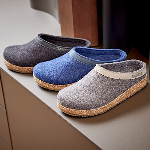 HAFLINGER Unisex GZL Leather Trimmed Wool Clogs, Captains Blue, 37EU - Image 5