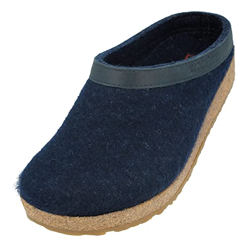 HAFLINGER Unisex GZL Leather Trimmed Wool Clogs, Captains Blue, 37EU - Image 1